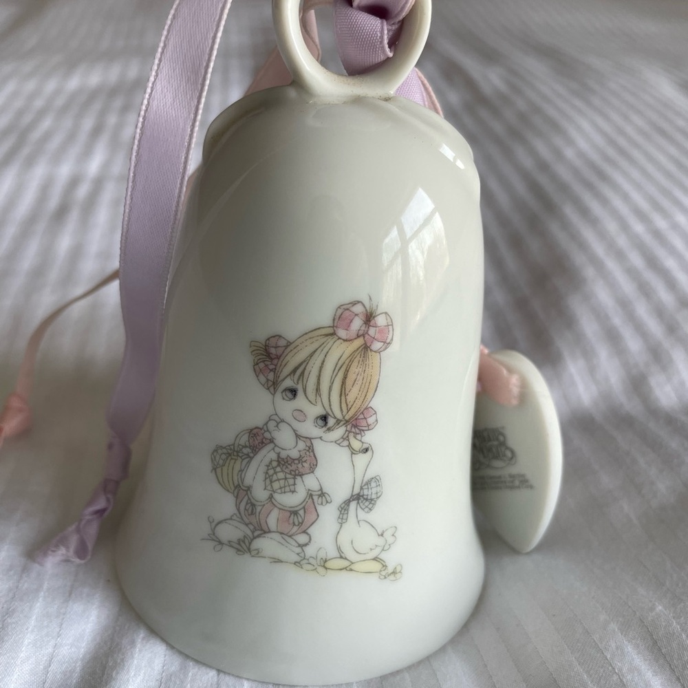 Enesco Porcelain Bell with Pastel Pink and Cream Accents